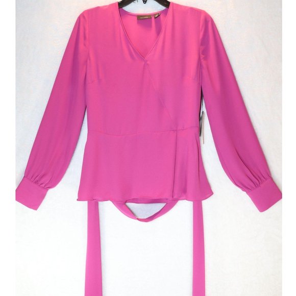 Halogen Faux Wrap Blouse Extra Small Purple with Removable Belt - Picture 1 of 6